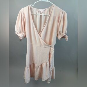 LC Lauren Conrad Pink Wrap Dress - Women’s Medium - Ruffle Hem